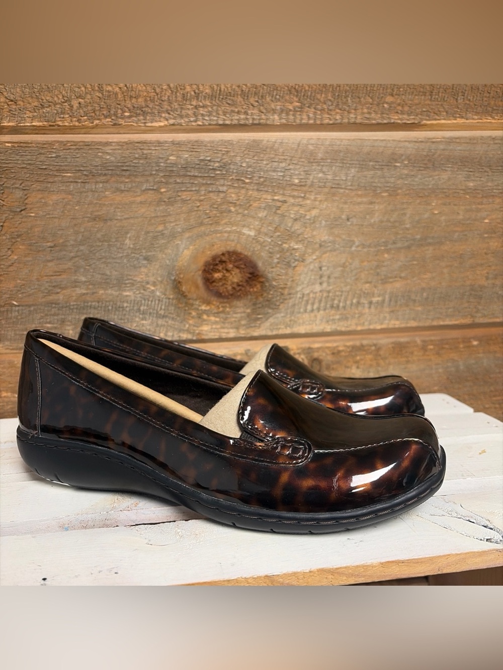 Collection By Clarks Slip-On Loafers Ashland Jam Brown Tortoise Shell 7.5 New